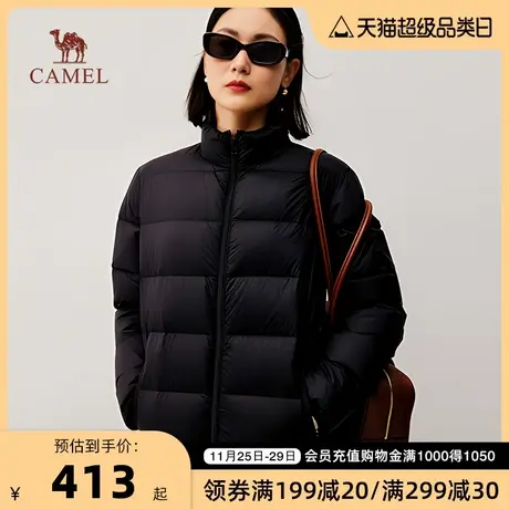 【骆驼小虫联名】女装轻薄羽绒服短款防泼水90白鸭绒羽绒外套女士图片