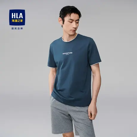 HLA/海澜之家透气冰爽棉短袖T恤舒适圆领凉感撞色领边套头短t男图片