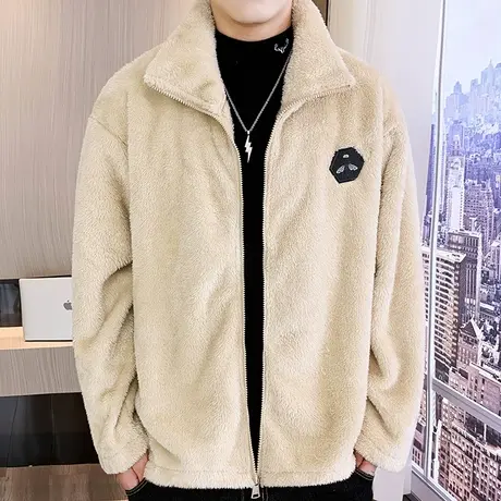 外套男秋冬季加绒加厚款夹克帅气百搭潮牌夹克衣服青年男装商品大图