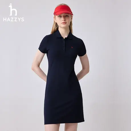 【商场同款】Hazzys哈吉斯针织短袖POLO连衣裙女夏季新款休闲裙子商品大图