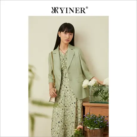 YINER音儿女装2022夏季新款质感气质七分袖西装外套商品大图