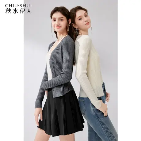 秋水伊人早春法式假两件针织衫女2024初春女装设计感套装修身上衣商品大图