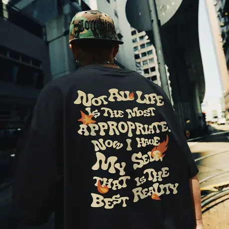 Nuthink美式街头嘻哈滑板短袖夏季男加肥加大美潮T恤半袖情侣装潮商品大图