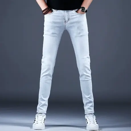 灰色弹力高端牛仔裤男款夏季新款高级感裤子百搭潮流帅气小脚修身商品大图