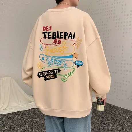 卫衣男秋冬季新款2023港风潮牌男装圆领打底衫无帽外套宽松长袖t商品大图