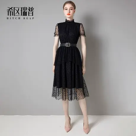希区瑞普高端名媛法式连衣裙2023新款女装夏季气质波点短袖蛋糕裙图片