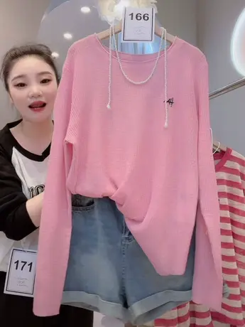 欧洲站冰丝薄款针织衫女2023夏季新款时尚刺绣宽松圆领长袖防晒衫图片