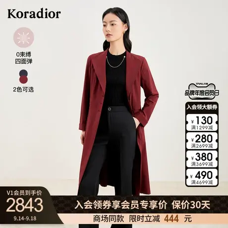 珂莱蒂尔早秋新款0束缚四面弹风衣外套女中长款气质休闲风衣女图片