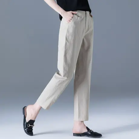 冰丝棉麻女裤夏季薄款休闲九分哈伦裤女士萝卜裤夏天亚麻裤子女夏图片