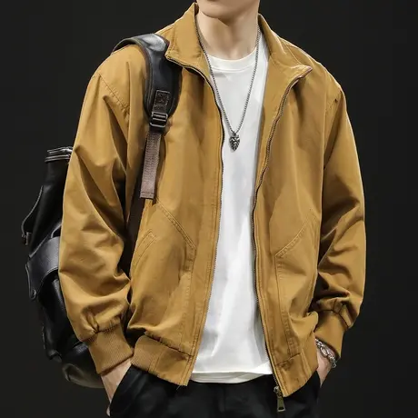 夹克外套男春秋立领飞行员潮牌2023新款男款休闲美式工装上衣大码图片