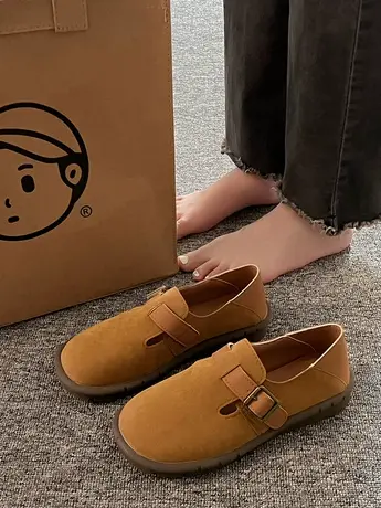 勃肯鞋女平底单鞋2023新款春秋季一脚蹬女鞋子孕妇软底博肯豆豆鞋商品大图