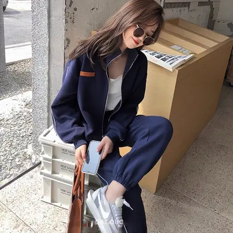 春秋冬季运动套装卫衣女外套大码胖mm时尚宽松休闲两件套200斤潮商品大图