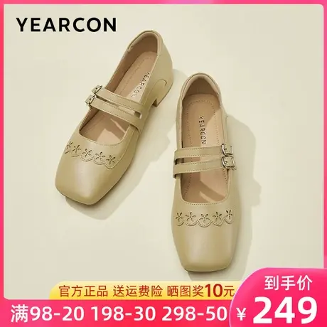 意尔康女鞋2023秋季新款玛丽珍鞋女粗跟低跟小皮鞋复古单鞋配裙子商品大图
