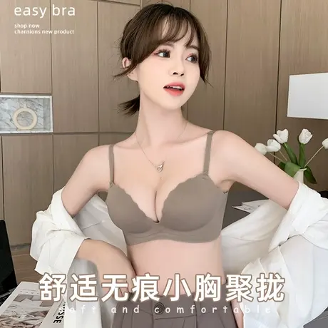 无钢圈舒适无痕内衣女小胸聚拢调整型上托文胸罩收副乳防下垂性感商品大图
