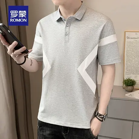 罗蒙男士短袖Polo衫夏季薄款商务休闲带翻领冰天丝T恤男装上衣服商品大图