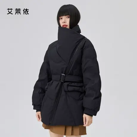 艾莱依短款大鹅羽绒服女冬季2022年新款爆款收腰女款高端黑色外套商品大图