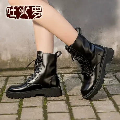吐火罗女鞋2021新款中筒简约马丁靴女百搭女靴厚底学院英伦风短靴商品大图