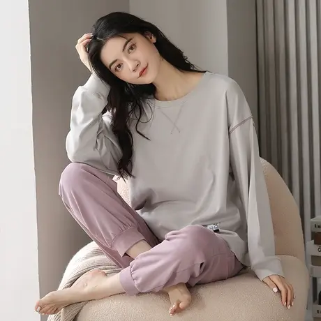 睡衣女纯棉春秋款长袖长裤甜美网红风家居服套装可外穿2023年新款商品大图