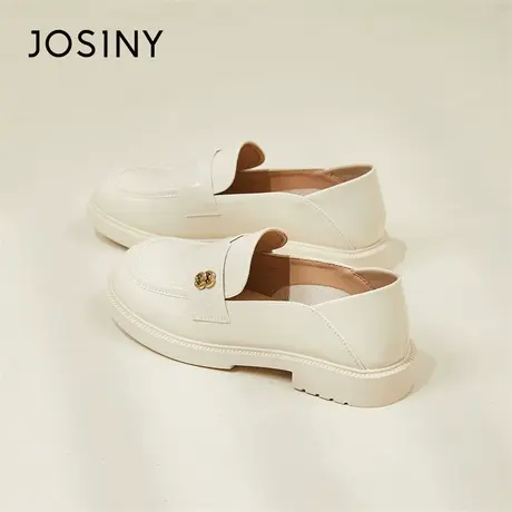 Josiny/卓诗尼乐福鞋女2024新款春季爆款浅口小皮鞋一脚蹬女鞋子商品大图