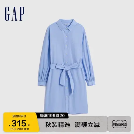Gap女装秋季2023新款纯棉工装风衬衫裙连衣裙734152系带裙图片