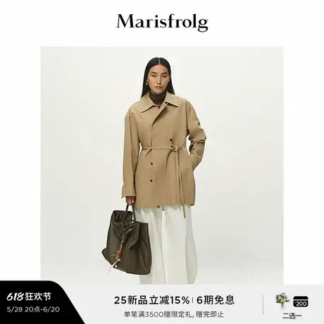 【筑感美学】Marisfrolg玛丝菲尔2025春新本布腰带收腰廓形风衣商品大图