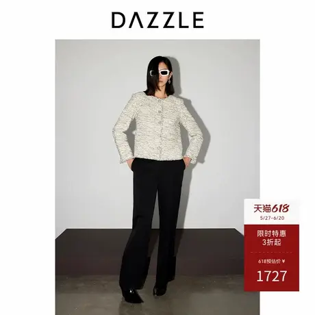 DAZZLE地素奥莱 短外套春秋粗花呢复古优雅小香风开商品大图