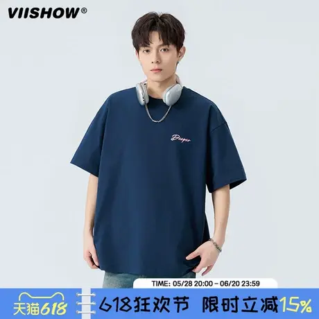 VIISHOW男士短袖t恤男夏季潮牌男装2025年新款宽松印花上衣体恤商品大图