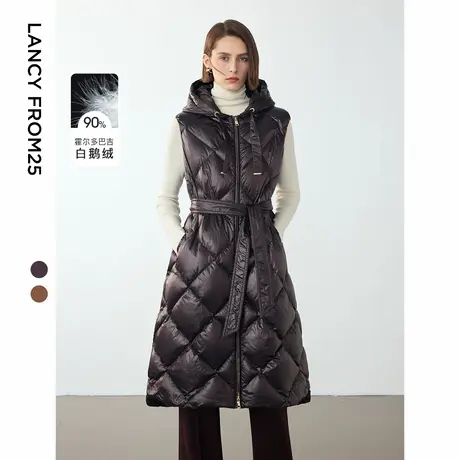 朗姿霍尔多巴吉白鹅绒连帽羽绒服设计感小众女2024冬新款羽绒马甲图片