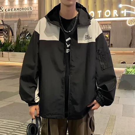 夹棉加厚冲锋衣外套男秋冬季新款连帽夹克休闲登山服港风潮流棉服商品大图