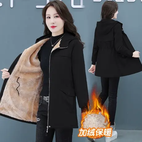 大码冬季女士中长款羽绒棉服棉衣女2023新款爆款风衣加绒加厚外套图片