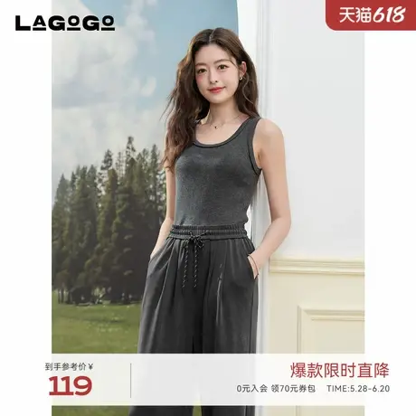 LAGOGO辣妹穿搭背心女拉谷谷2025夏季新款时尚弹力修身无袖上衣图片