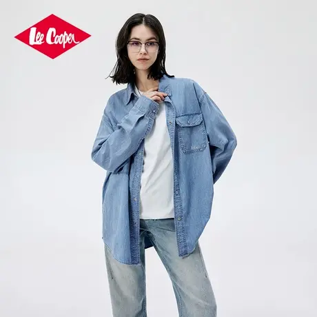 【孟子义同款】Lee Cooper/李库珀 复古牛仔衬衫男女同款长袖衬衣图片