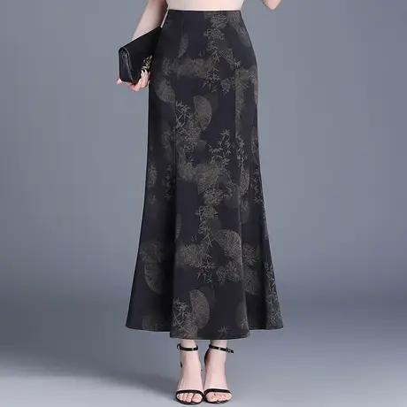 印花鱼尾裙女时尚气质包臀裙夏季2025新款修身长裙高腰显瘦半身裙商品大图