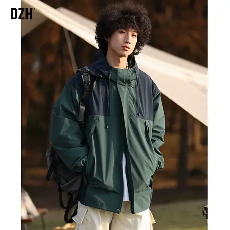 男士山系冲锋衣外套男春秋款潮牌男装2023新款工装夹克痞帅情侣装商品大图