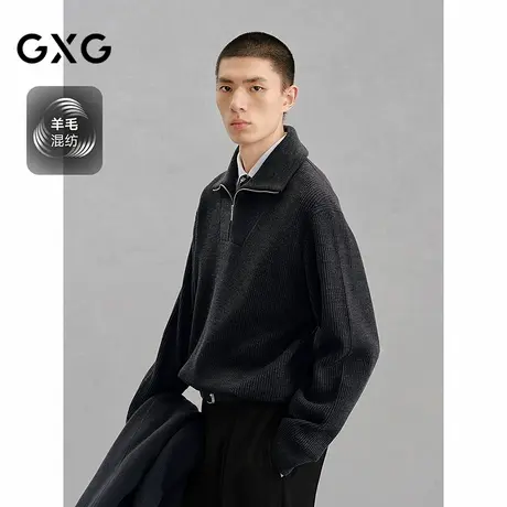 GXG男装 商场同款polo领通勤毛衣男宽松针织衫 24年冬G24X204047商品大图