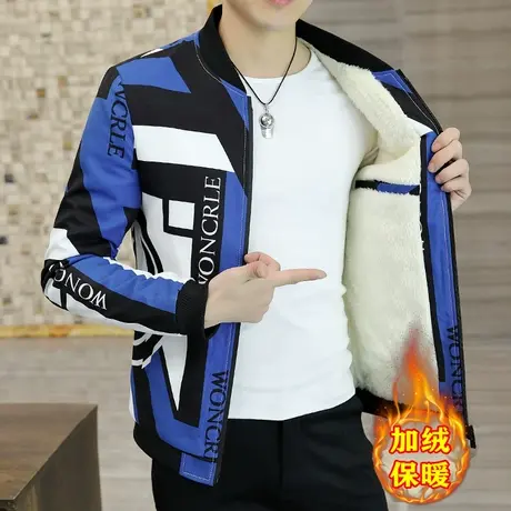 春秋男士外套修身休闲褂子上衣2023新款韩版加绒加厚潮流潮牌夹克商品大图