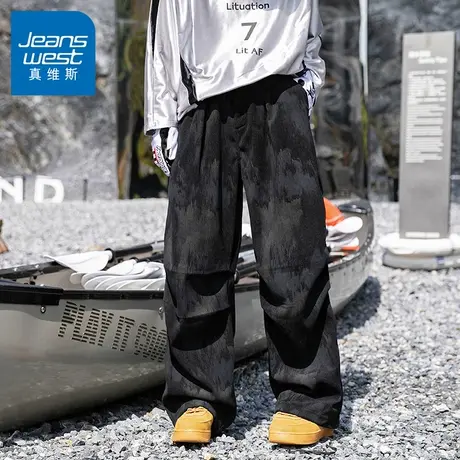 N5真维斯男士休闲裤2025新款秋季潮流宽松美式高街伞兵裤男款裤子商品大图