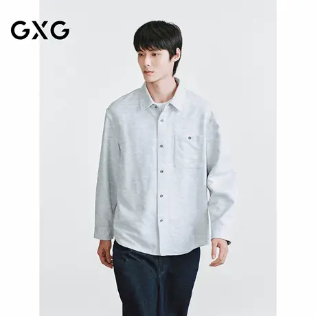 GXG 微落肩设计满身祥云肌理提花翻领长袖衬衫  2025冬季新品图片