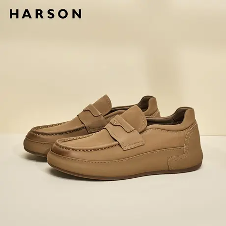 哈森秋冬男鞋2025新款吐司勃肯鞋男全包真皮一脚蹬男士休闲鞋商务商品大图