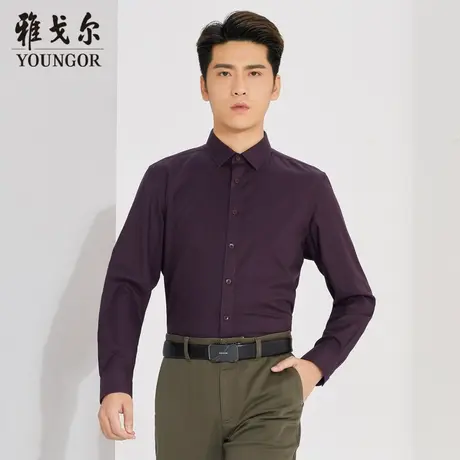 雅戈尔奥莱 商场同款男士长袖衬衫秋冬新款官方商务休闲免烫衬衫商品大图