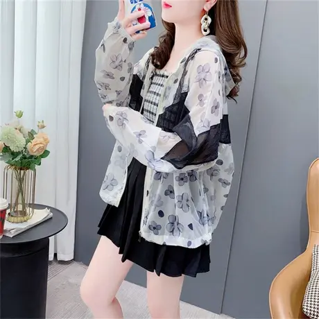 潮牌时尚透气连帽防晒衣外套女2023新款夏季宽松薄款洋气减龄上衣商品大图