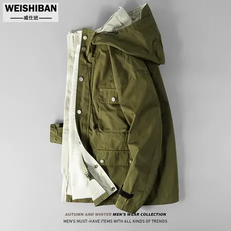 潮牌机能风连帽多口袋休闲夹克男冲锋衣美式休闲山系工装防风夹克商品大图