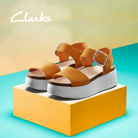 Clarks其乐女鞋夏季时尚罗马简约真皮一字带休闲松糕鞋厚底凉鞋女商品大图