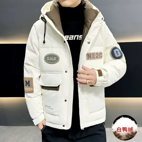 男士羽绒服连帽轻薄潮牌冬季国潮加厚冬装休闲美式白鸭绒保暖外套商品大图
