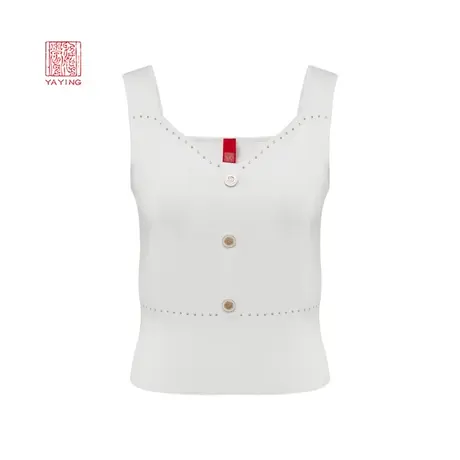 雅莹女装 优雅气质直身设计雕花纽扣针织吊带 2023商场同款9905A商品大图