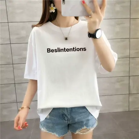 白色短袖t恤女装2024大码纯棉韩版ins潮百搭学生开学季上衣服新款商品大图