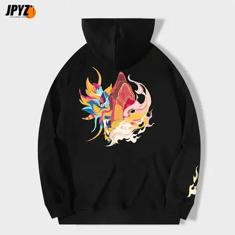 国潮刺绣卫衣男宽松潮流百搭连帽潮牌ins外套中国风2022秋冬季装商品大图