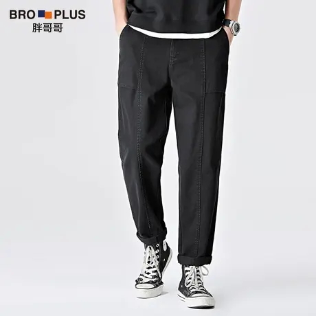 胖哥哥纯棉大码休闲裤男直筒裤子男宽松加肥加大简约潮牌长裤秋冬商品大图