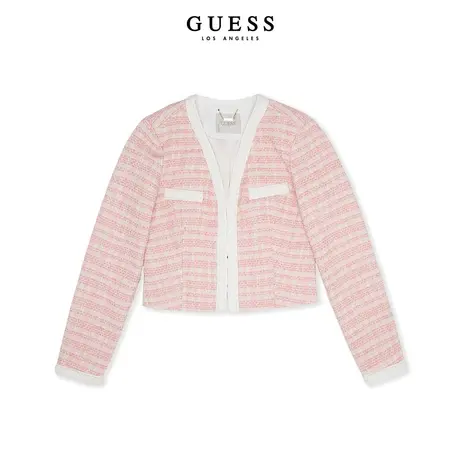 GUESS女士法式甜美气质粉色小香风短外套-W4RN38WFWV2商品大图