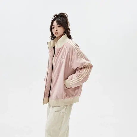 复古灯芯绒拼接棉服女冬季加厚外套2023新款潮牌宽松oversize棉衣商品大图